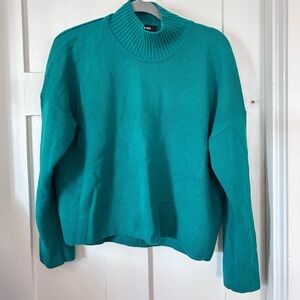 ME+EM green mock neck cashmere sweater